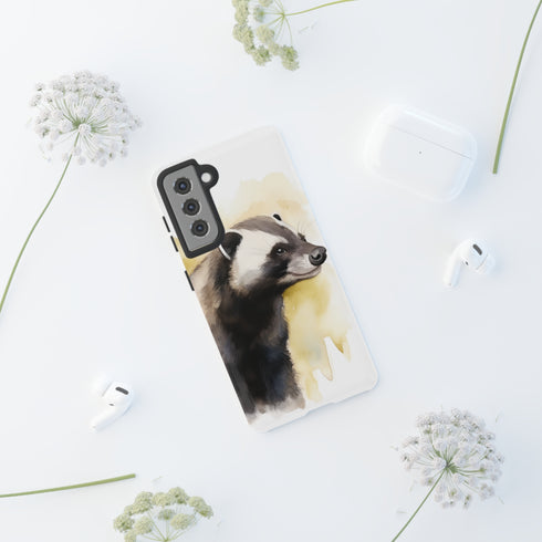 Badger on a Yellow Background - Impact Resistant Phone Case